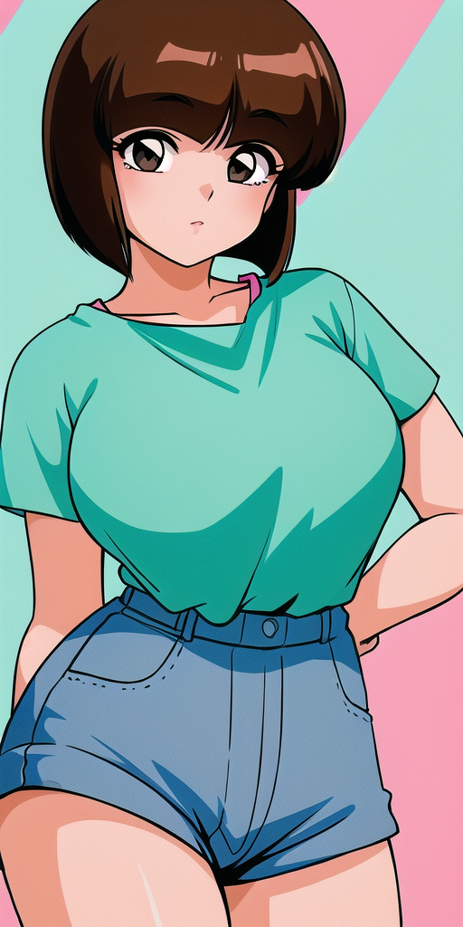 09357-1117406932-_lora_TendouNabikiV3_0.85_ tendounabiki, huge_breasts, standing, solo, Aqua_shirt_Pink_undershirt_Short_shorts, masterpiece, bes.png